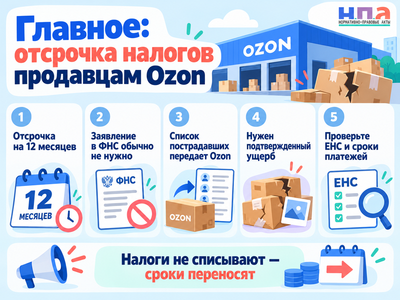 Товары пострадали при атаке на склад Ozon - как получить отсрочку налогов