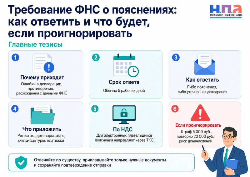 Требование ФНС о пояснениях: как ответить и что будет, если проигнорировать
