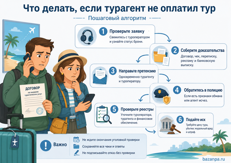 Турагент получил деньги и не оплатил путевку: кто должен вернуть стоимость тура