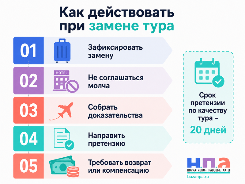 Туроператор заменил отель, рейс или программу тура когда можно требовать возврат денег