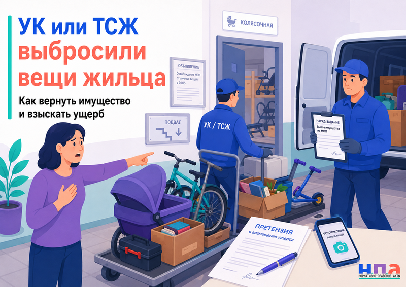 УК или ТСЖ вывезли и выбросили личные вещи жильца что делать