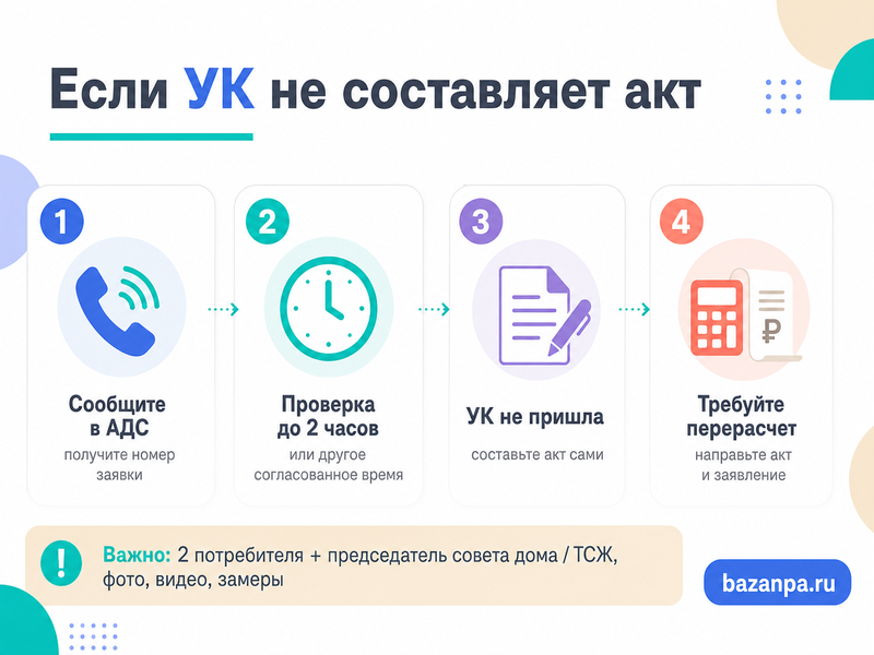 УК отказывается составлять акт о некачественной коммунальной услуге как зафиксировать нарушение и получить перерасчет