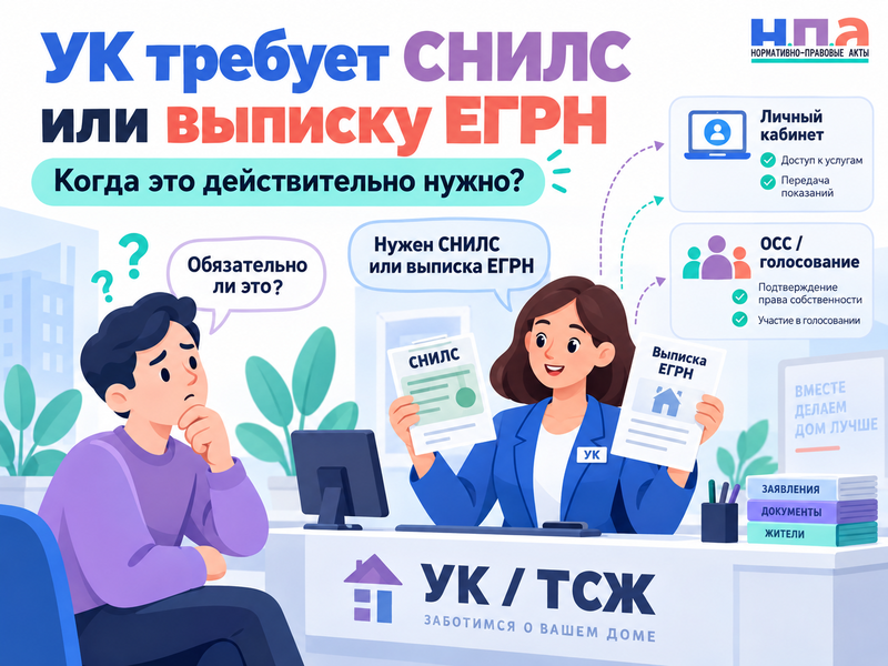 УК требует СНИЛС или выписку ЕГРН обязательно ли предоставлять
