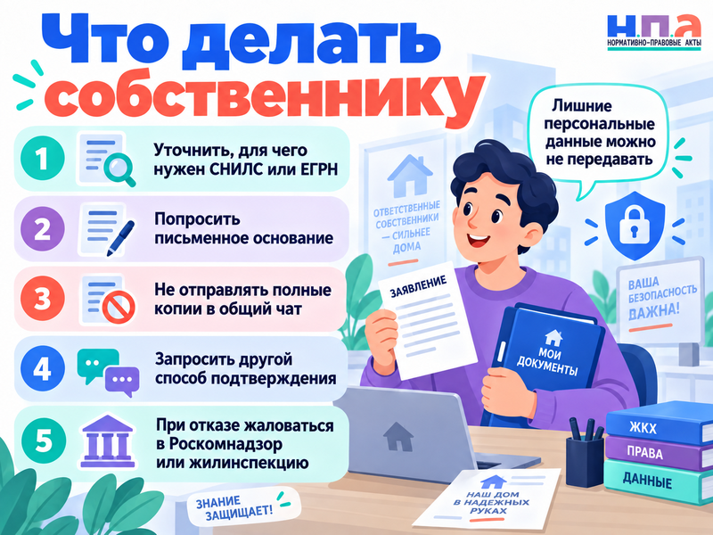 УК требует СНИЛС или выписку ЕГРН обязательно ли предоставлять