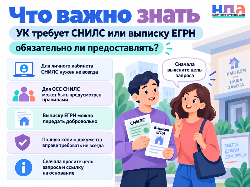УК требует СНИЛС или выписку ЕГРН обязательно ли предоставлять