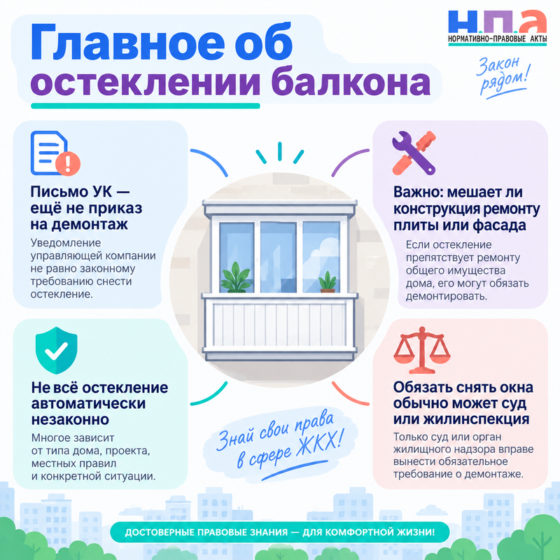 УК требует снять остекление балкона когда придется демонтировать
