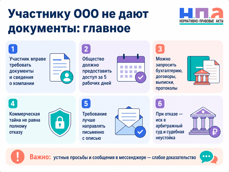 Участнику ООО не дают бухгалтерские документы и сведения о компании требование, суд и ответственность директора