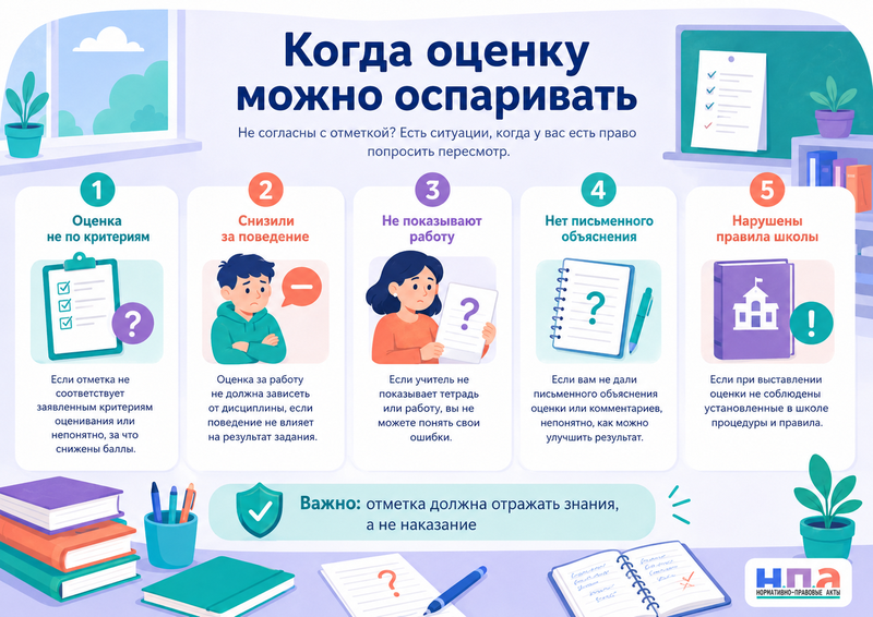 Учитель необоснованно занизил оценку ребенку как потребовать проверку работы и обжаловать результат
