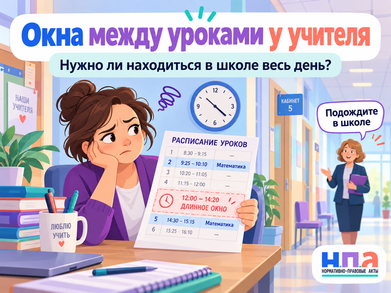 Учителю поставили окна между уроками и требуют весь день находиться в школе