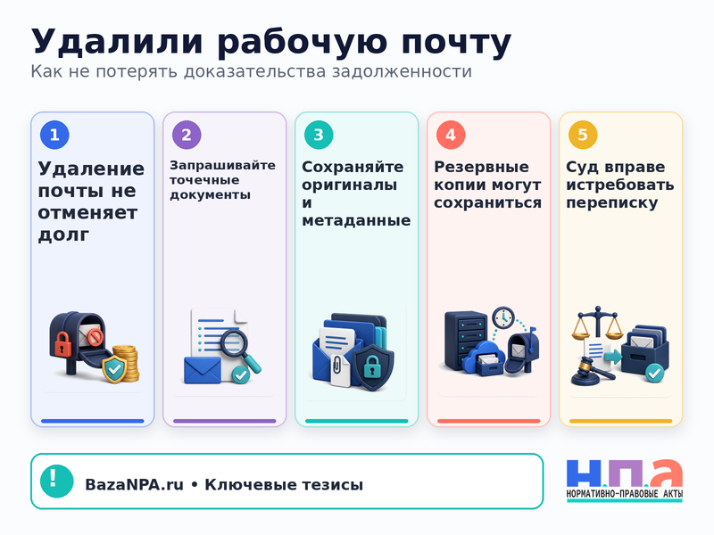 Удалили рабочую почту после увольнения как сохранить и истребовать доказательства долга