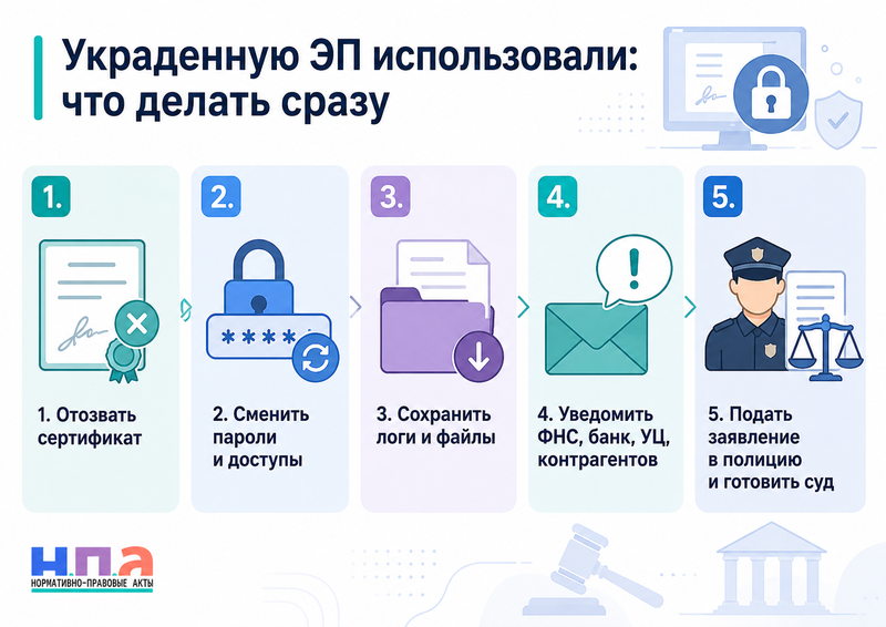 Украденную электронную подпись использовали как отменить последствия