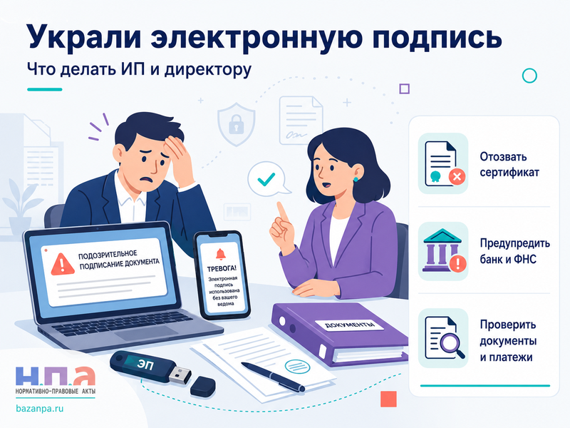Украли или незаконно использовали электронную подпись что делать ИП и директору
