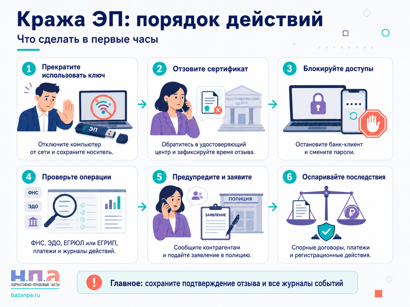 Украли или незаконно использовали электронную подпись что делать ИП и директору