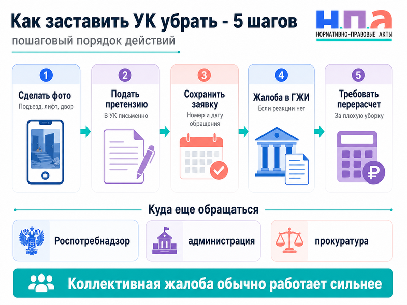 Управляющая компания не убирает подъезд или двор куда жаловаться