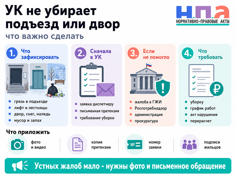 Управляющая компания не убирает подъезд или двор куда жаловаться