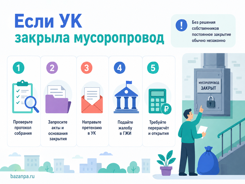 Управляющая компания закрыла мусоропровод без решения собственников: как добиться открытия