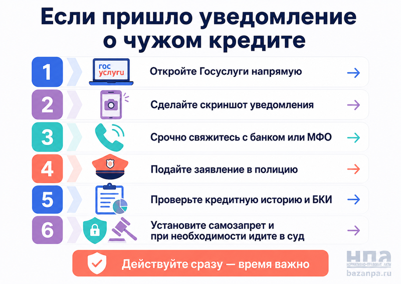 Уведомления о кредитах и займах на Госуслугах с 1 октября 2027 года какие сведения придут и что делать при чужом договоре