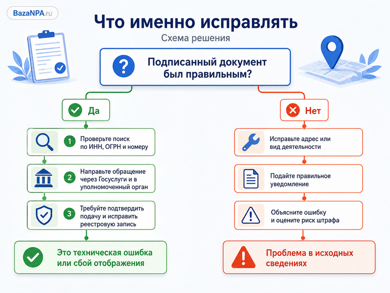 Уведомления о начале деятельности нет в едином реестре