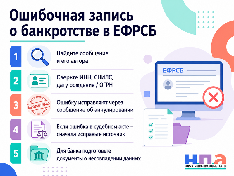 В ЕФРСБ ошибочно указали банкротство или чужое дело как исправить запись