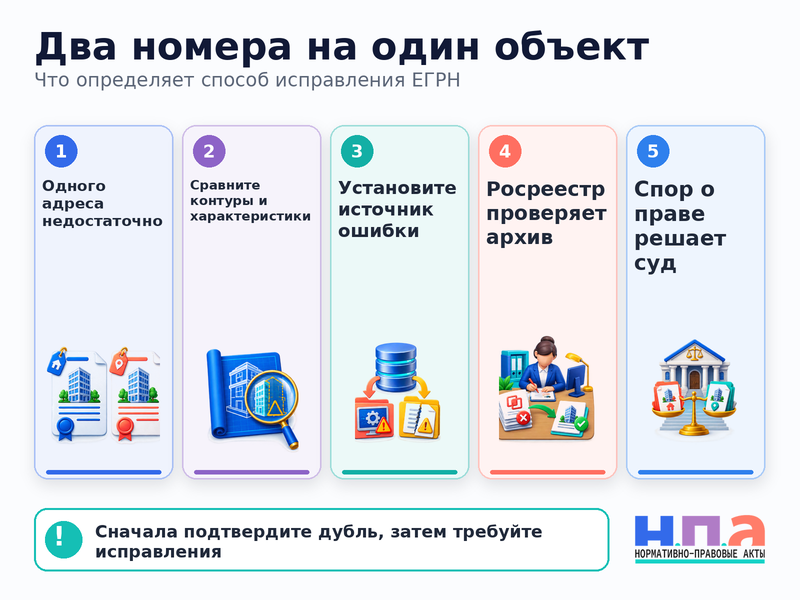 В ЕГРН числятся два кадастровых номера на один объект как убрать дубль