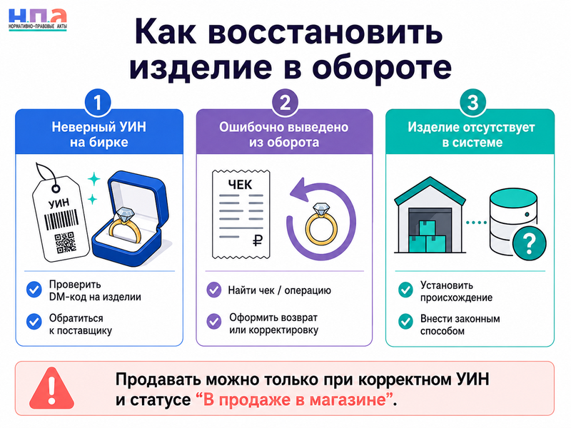В ГИИС ДМДК ювелирное изделие привязано к неправильному УИН