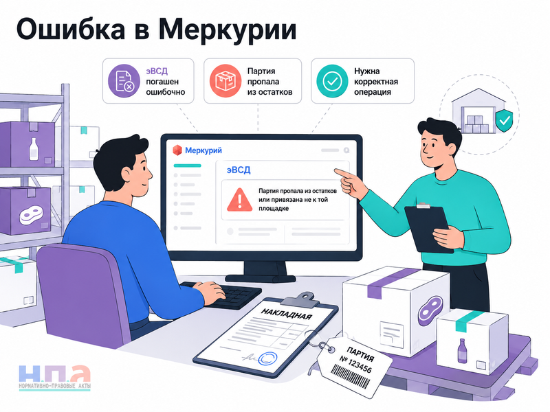 В «Меркурии» ошибочно погашен ВСД или пропала партия как исправить сведения