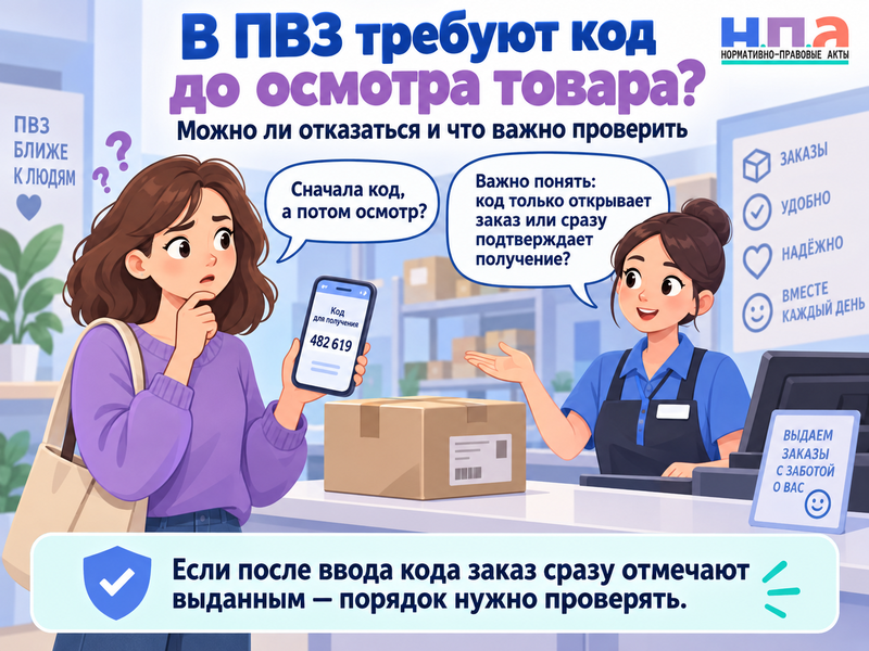 В ПВЗ требуют код до осмотра товара можно ли отказаться