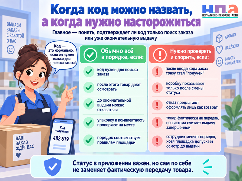 В ПВЗ требуют код до осмотра товара можно ли отказаться