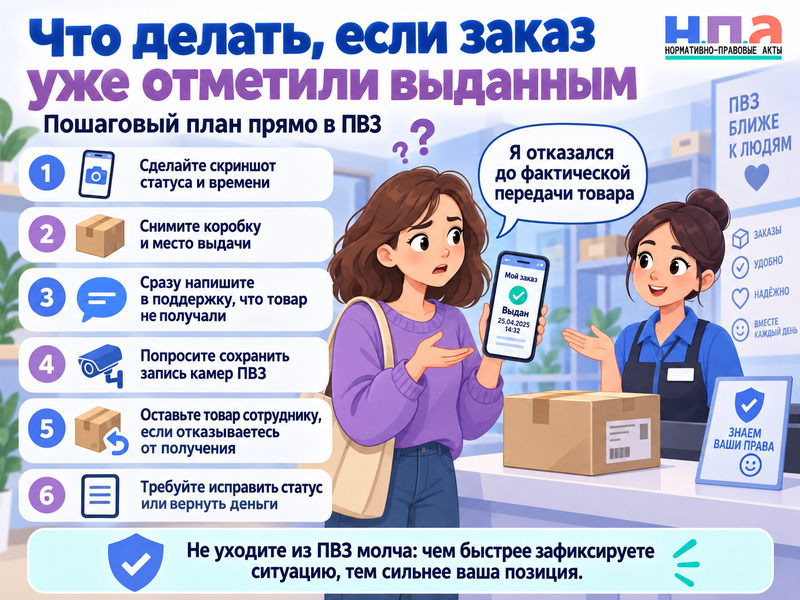 В ПВЗ требуют код до осмотра товара можно ли отказаться