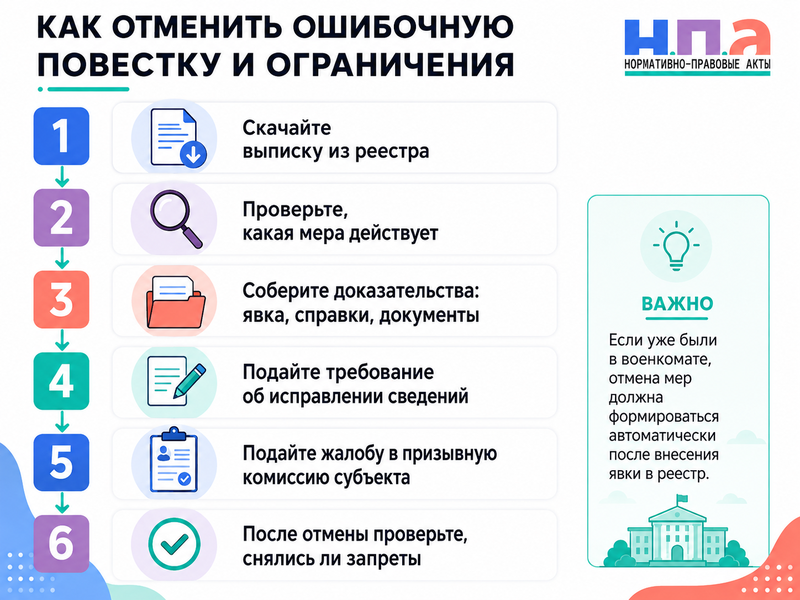 В Реестре повесток появилась ошибочная повестка или ограничения как исправить сведения и отменить запреты