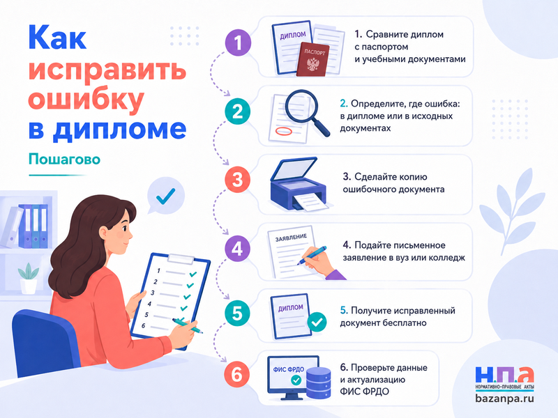 В дипломе или приложении ошибка: как получить исправленный документ и кто оплачивает замену