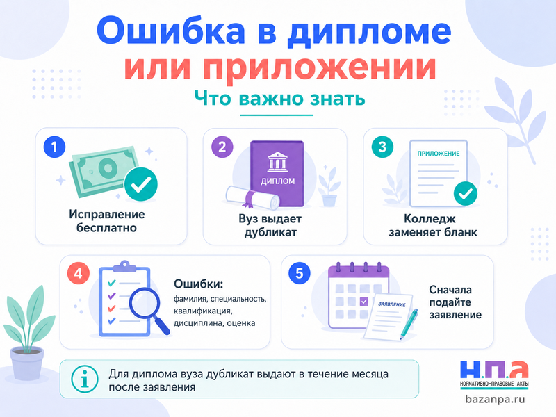 В дипломе или приложении ошибка: как получить исправленный документ и кто оплачивает замену