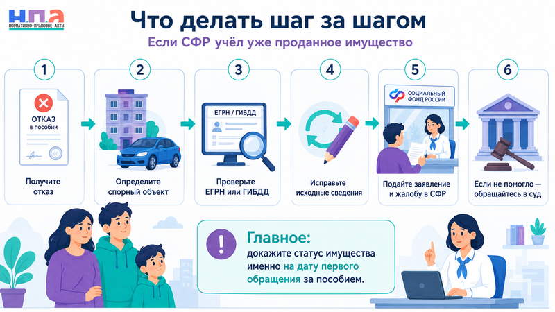 В едином пособии отказали из-за квартиры или автомобиля, которые уже проданы как исправить сведения