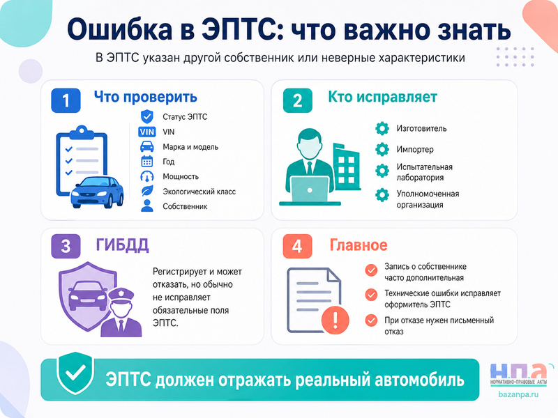 В электронном ПТС указан другой собственник или неверные характеристики автомобиля