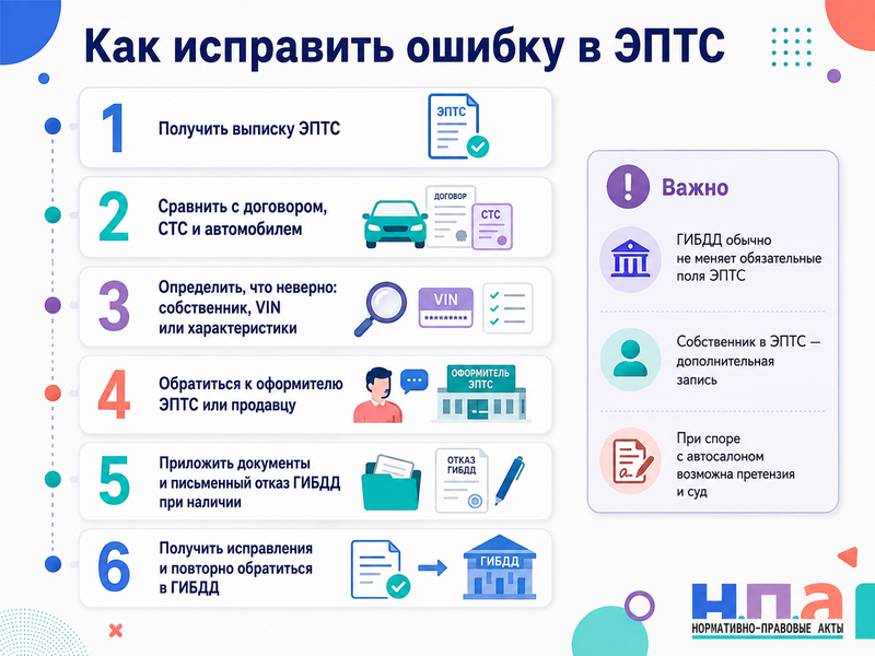 В электронном ПТС указан другой собственник или неверные характеристики автомобиля