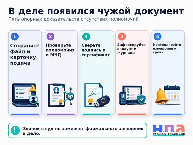 В электронном арбитражном деле появился документ, который компания не подавала