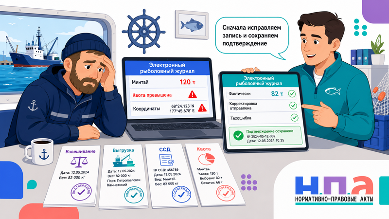 В электронном рыболовном журнале неправильный объём или вид улова