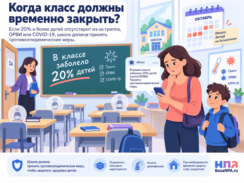 В классе заболело 20% детей - обязана ли школа закрыть класс