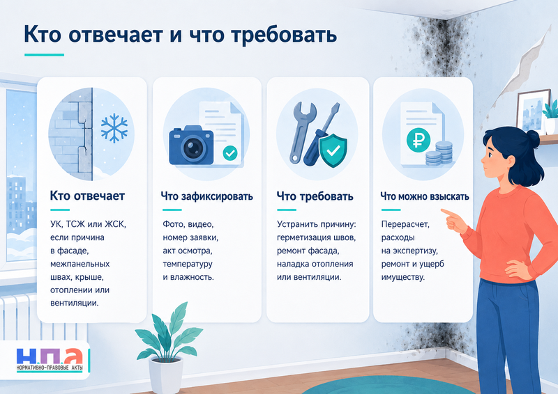 В квартире появилась плесень из-за промерзания стен кто отвечает и как взыскать расходы на ремонт