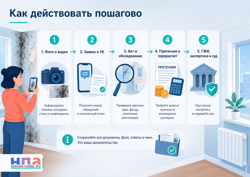 В квартире появилась плесень из-за промерзания стен кто отвечает и как взыскать расходы на ремонт