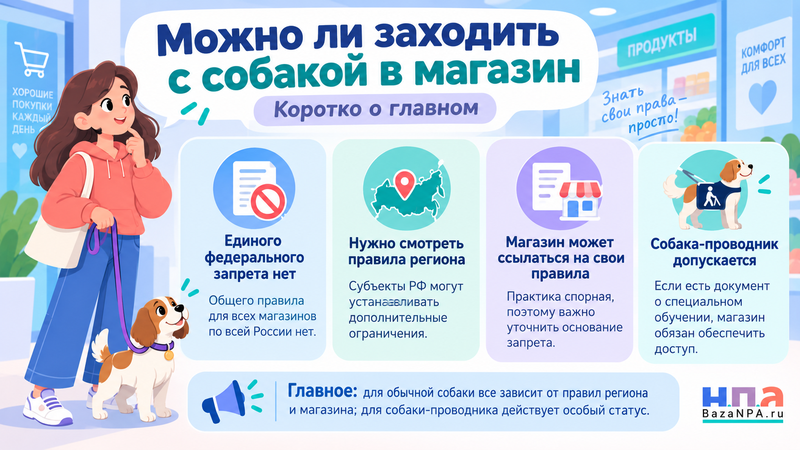 В магазин не пускают с собакой - законен ли запрет на вход