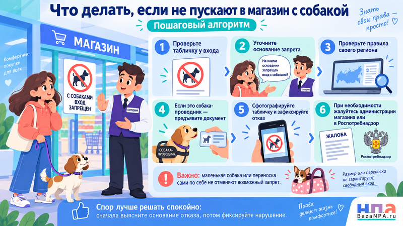 В магазин не пускают с собакой - законен ли запрет на вход