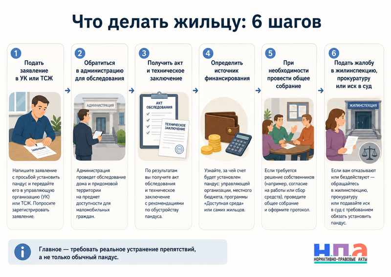 В многоквартирном доме отказываются устанавливать пандус решение собственников, согласование и жалоба