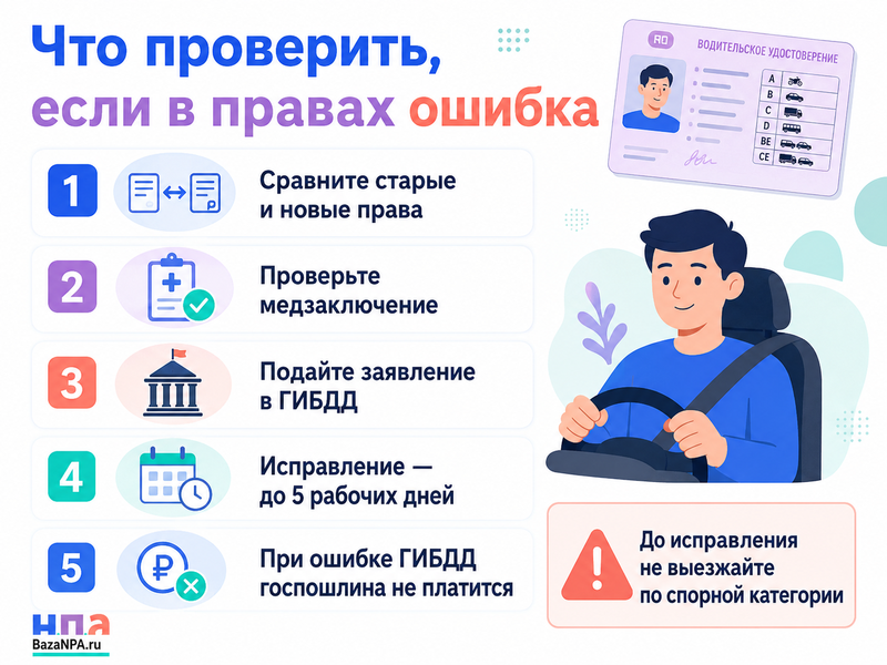 В новом водительском удостоверении пропала категория или появилась ошибочная отметка как исправить права и возместить потери
