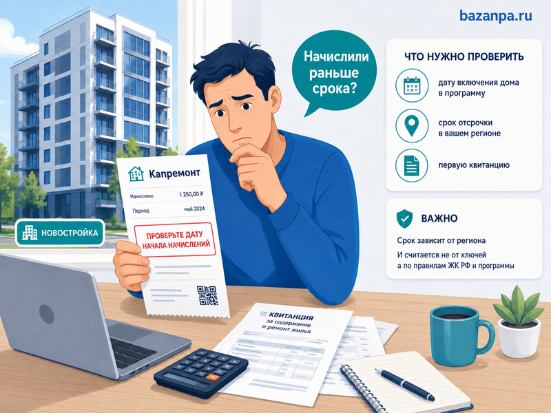 В новостройке начисляют взносы на капитальный ремонт раньше срока как проверить дату и вернуть переплату