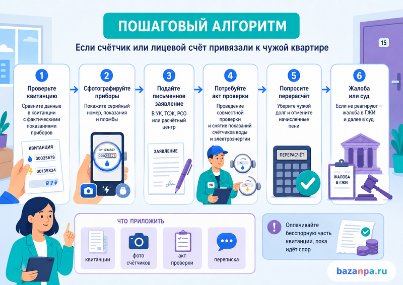 В новостройке перепутаны номера счетчиков или лицевые счета квартир как исправить данные и отменить чужие начисления
