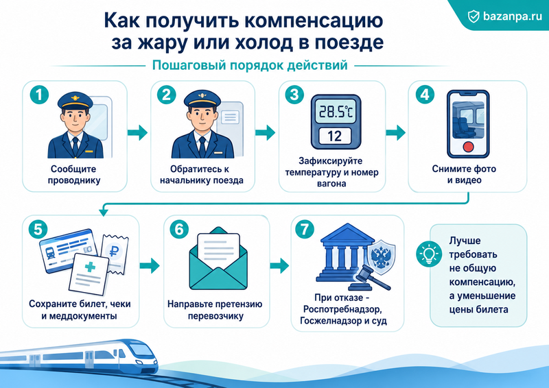 В поезде не работает кондиционер или отопление можно ли получить компенсацию