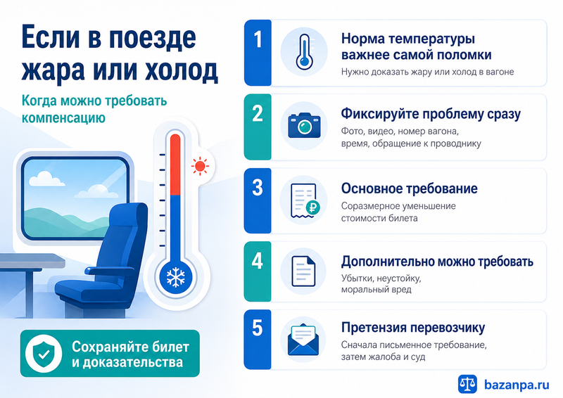 В поезде не работает кондиционер или отопление можно ли получить компенсацию