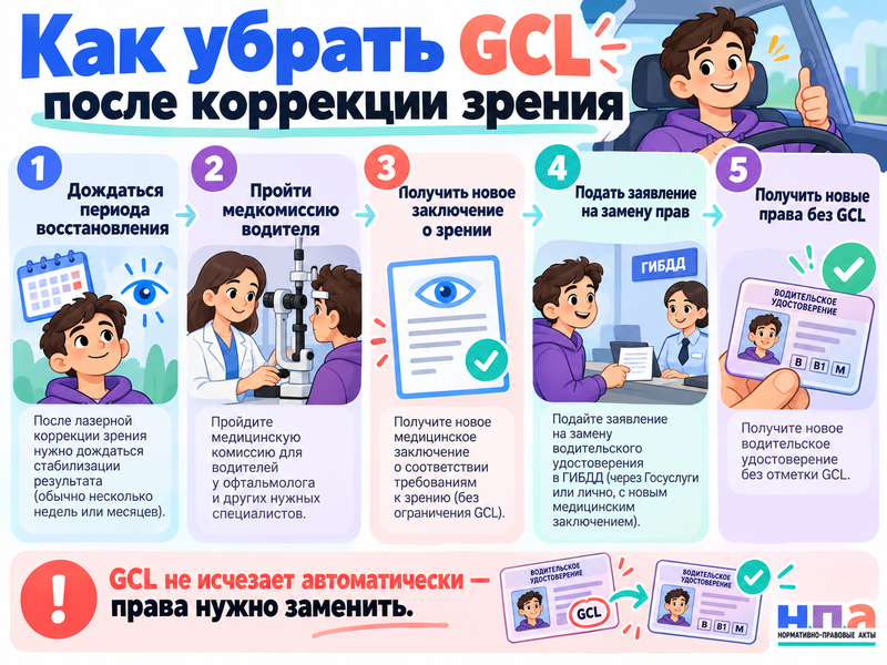 В правах стоит GCL - можно ли ездить без очков или в линзах