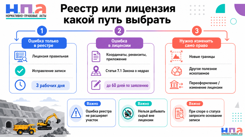 В реестре Роснедр указаны неправильные сведения о лицензии